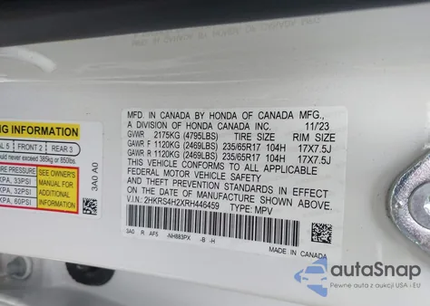 2024 Honda Cr-V Lx Awd z USA, uszkodzony, nr VIN 2HKRS4H2XRH446459